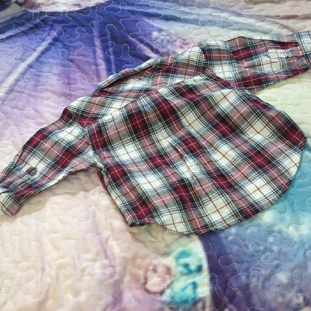 Baby Boy Plaid Button-Down Shirt | 0–3 Months | Red, Blue, White & Black - Picture 5 of 16
